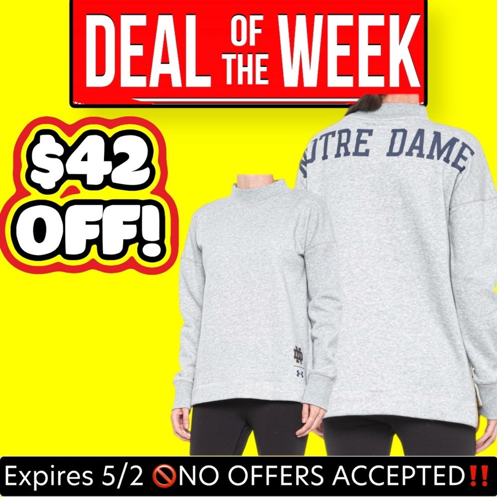 🔥🆕 Under Armour Norte Dame Fleece mock neck Sweatshirt Gray